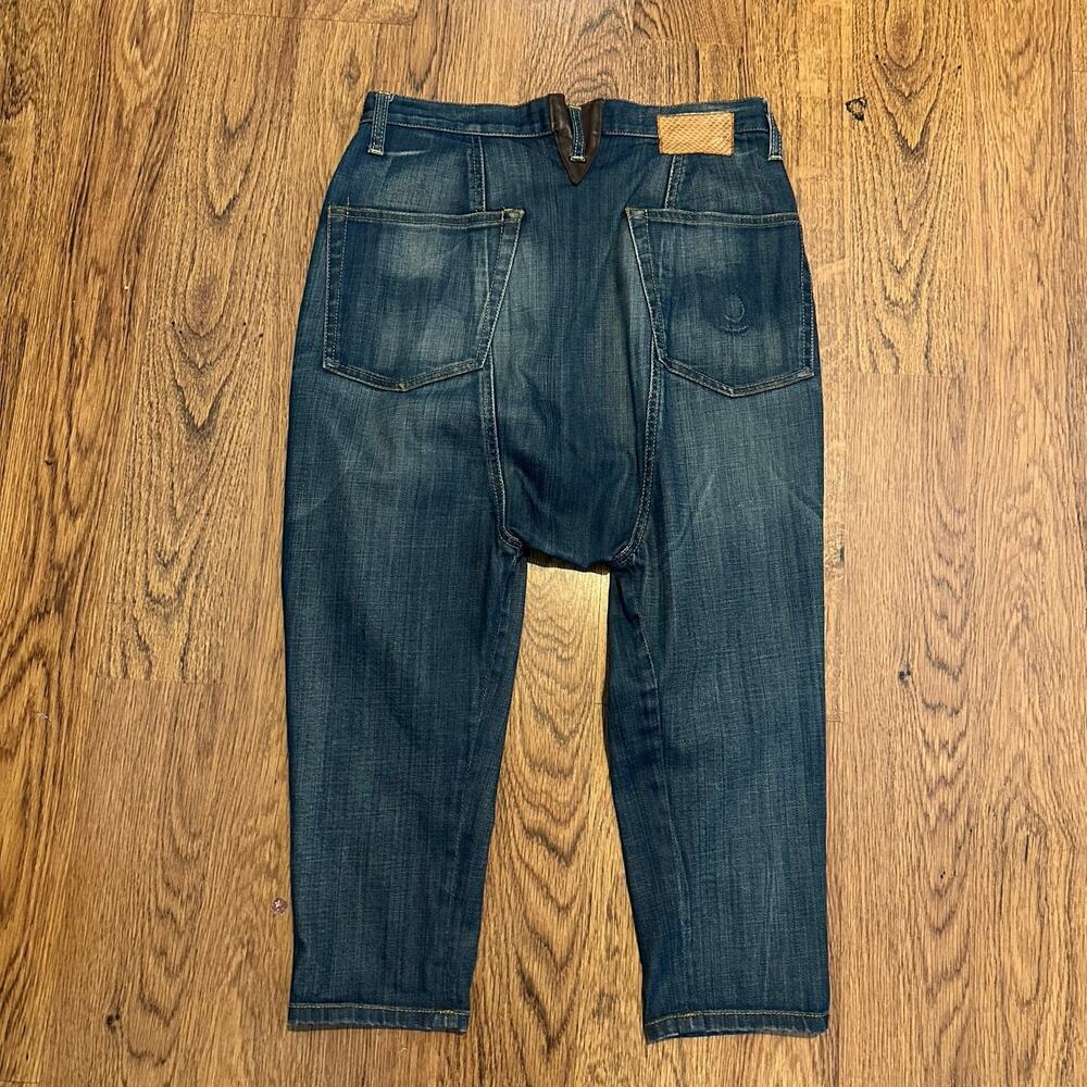 R13 blue harem denim jeans cropped pleated pants sz 24 unique rare made in Italy - Picture 2 of 14